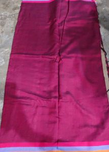 Elegant Magenta Saree with Striped Border