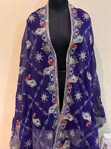 Embroidered Peacock Dupatta