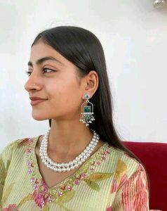 Designer Oxidised Yellow Earrings Pearl Jhumka
