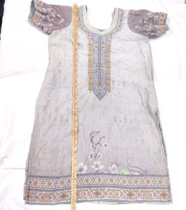 Light Grey Embroidered Kurta