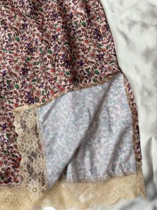 Floral Print Lace Trim Dress