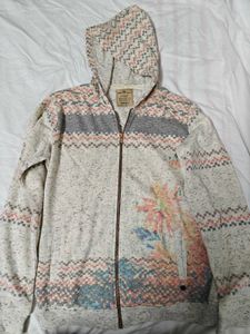 Patterned Zip-Up Hoodie