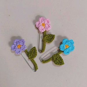 Handmade Crochet Flower Brooch Pins