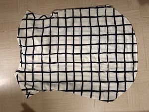 White And Black Check Tshirt/ Top
