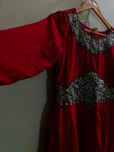 Elegant Red Embroidered Ethnic Gown