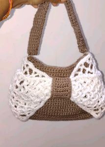 Crocheted Bow Shoulder Bag