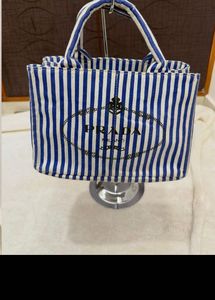 PRADA CANAPA 🩵 BLUE &amp; WHITE STRIPED TOTE 🩵