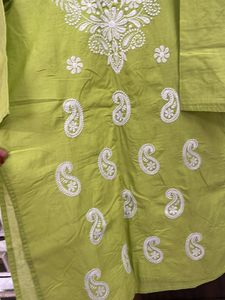 Lime Green Embroidered Kurta