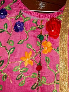 Pink Embroidered Kurta Set with Dupatta