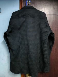 Men's Textured Black Long Sleeve Shirt