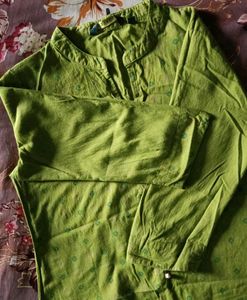 Lime Green Printed Kurta