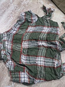 Green Plaid Tunic Top