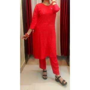 Price🔽Red Sequins Designer Palazzo Set❤️