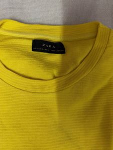 Bright Yellow Zara Textured T-Shirt