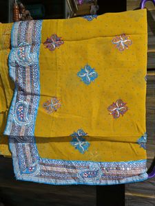 Yellow Embroidered saree