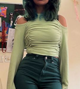 Trendy Ruched Cold Shoulder Top