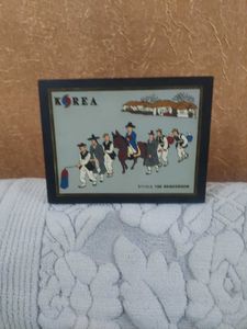 Vintage Enamel Art on Wood Korea The Bridegroom