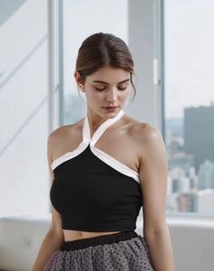 Chic Black Halter Crop Top CL