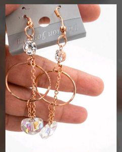 Rose Gold Hoop Heart Drop Earrings