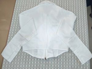 White Cropped Zip-Up Shirt