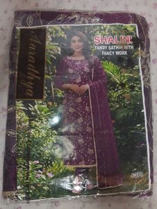 Beautiful Brinjal Colour 3 Piece Suit Set