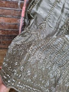 Elegant Grey Embellished Lehenga Set