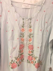 Beautifully Embroidered Light Blue Kurta