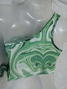Stylish🤎 One-Shoulder🤎 Swirl Print Crop Top