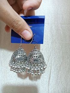 Silver-Tone Jhumka Earrings