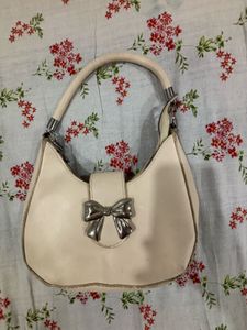 Cute Cream Bow Hobo Bag