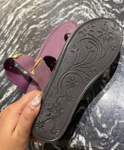 Women's Purple Studded Flip Flops