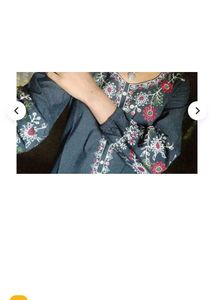 Embroidered Kurta with Floral Design no return