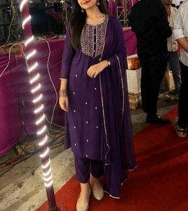 Elegant Purple Embroidered Kurta Set