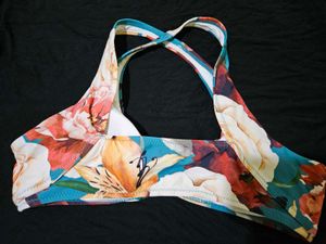 Vibrant Floral Tie-Front Bikini Top