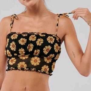 14158. Floral Crop Top with Tie Straps