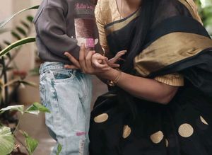 Elegant Black Saree with Gold Motifs