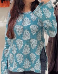 Backless Blue Floral short kurti
