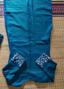 Teal Kurta Set with White Embroidery