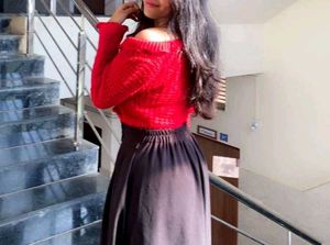 Chic Off-Shoulder Red Knit Top