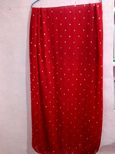 Red Dupatta with Gold Dots