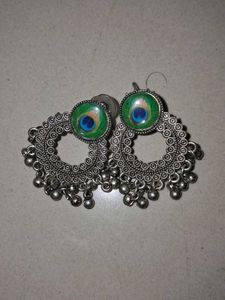 Peacock Feather Jhumka Earrings