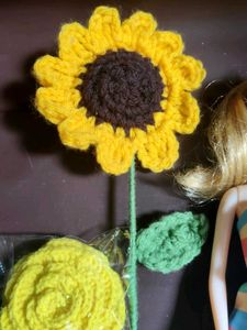 Doll + Crochet flowers + Necklace