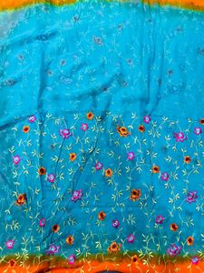 Double Shade Saree With Embriodery Work