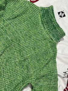 savana  Green Knit Cropped Sweater