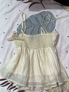 Cream Crinkle Cami Top
