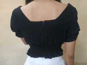Chic Black Lace-Up Corset Top