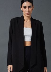 Chic Black Open-Front Jacket