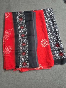 Vibrant Red & Black Suit (Unstitched)