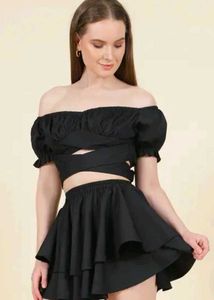 Shein Party Off Shoulder Wrap Crop Top with Layere