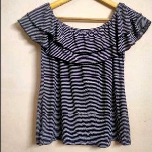 Striped Off-Shoulder Ruffle Top